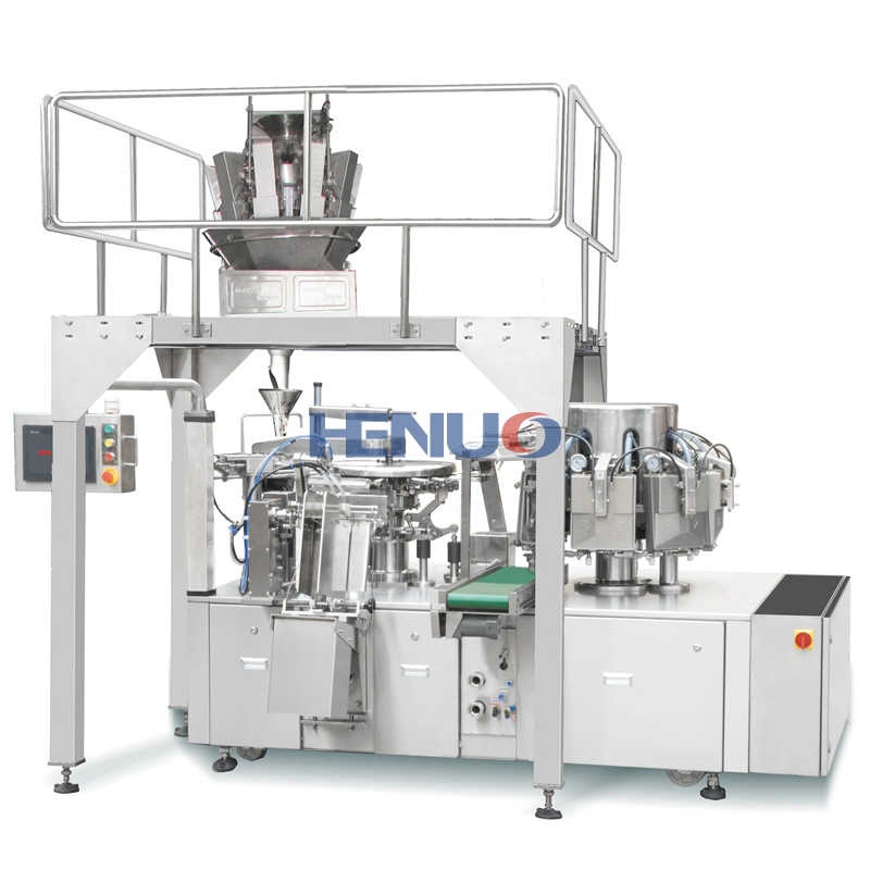 Rotary premade vacuum pouch packing machine